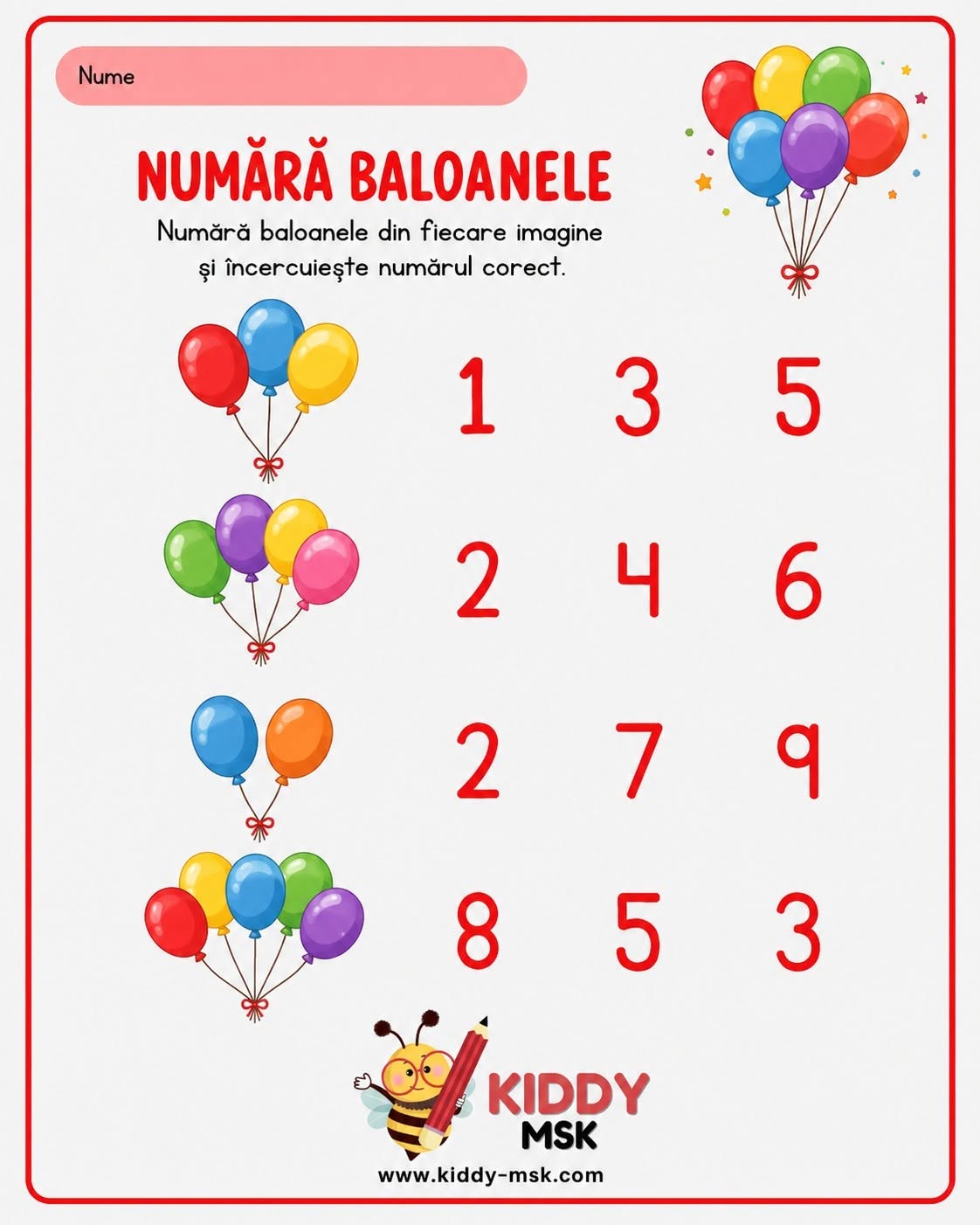 Numărăm baloane și gărgărițe — prima pagină